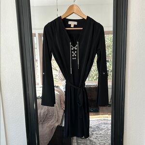 Michael Kors Black Knee-Length Tie Front Wrap Dress